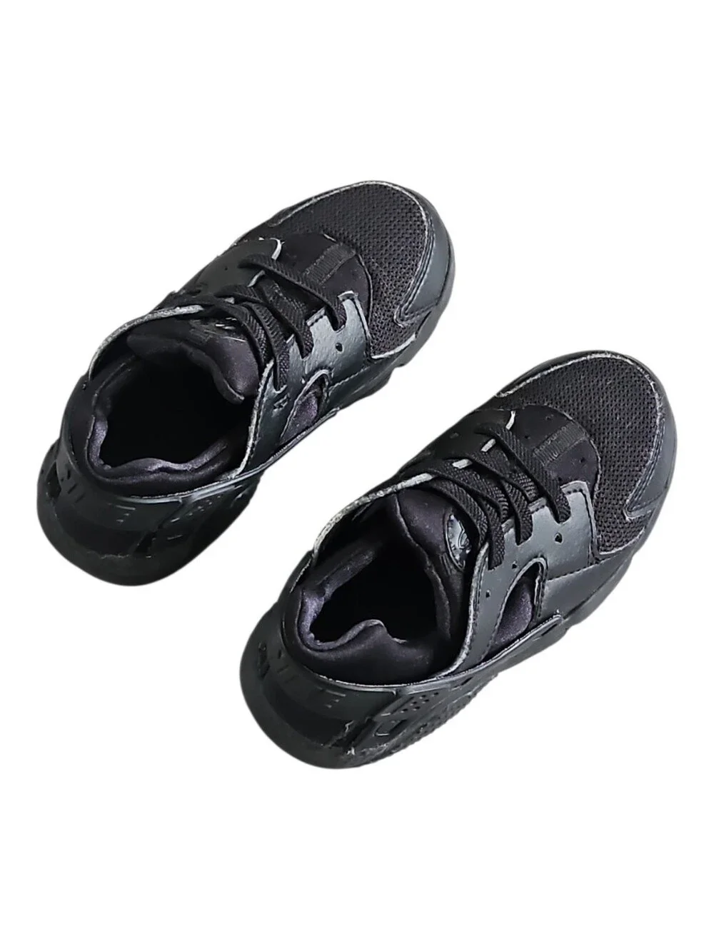 Nike Huarache Run Sneakers In Triple Black Boys Size 10C